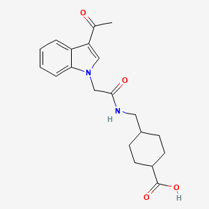 molecular formula C20H24N2O4 B6105425 4-({[(3-acetyl-1H-indol-1-yl)acetyl]amino}methyl)cyclohexanecarboxylic acid 