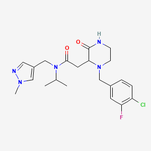 2-[1-(4-chloro-3-fluorobenzyl)-3-oxo-2-piperazinyl]-N-isopropyl-N-[(1-methyl-1H-pyrazol-4-yl)methyl]acetamide