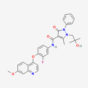 molecular formula C31H29FN4O4 B610554 N-[3-氟-4-[(7-甲氧基喹啉-4-基)氧基]苯基]-1-(2-羟基-2-甲基丙基)-5-甲基-3-氧代-2-苯基-2,3-二氢-1H-吡唑-4-甲酰胺 CAS No. 913376-84-8