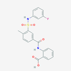 molecular formula C21H17FN2O5S B6105558 2-[(3-{[(3-fluorophenyl)amino]sulfonyl}-4-methylbenzoyl)amino]benzoic acid 