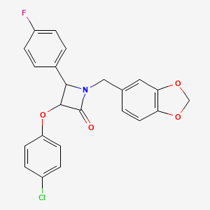 1-(1,3-BENZODIOXOL-5-YLMETHYL)-3-(4-CHLOROPHENOXY)-4-(4-FLUOROPHENYL)-2-AZETANONE