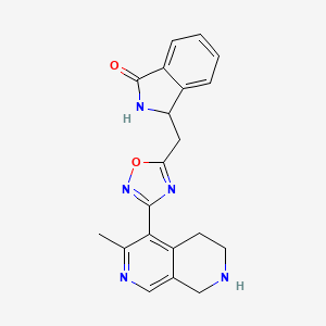 molecular formula C20H19N5O2 B6105601 3-{[3-(3-methyl-5,6,7,8-tetrahydro-2,7-naphthyridin-4-yl)-1,2,4-oxadiazol-5-yl]methyl}-1-isoindolinone trifluoroacetate 