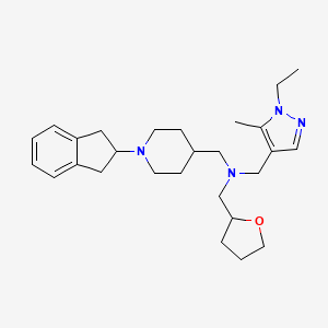 molecular formula C27H40N4O B6105604 1-[1-(2,3-dihydro-1H-inden-2-yl)-4-piperidinyl]-N-[(1-ethyl-5-methyl-1H-pyrazol-4-yl)methyl]-N-(tetrahydro-2-furanylmethyl)methanamine 