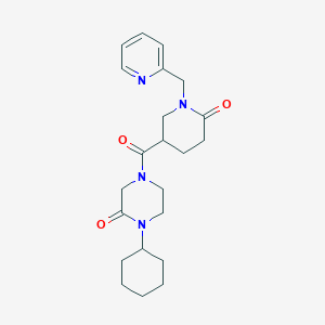 molecular formula C22H30N4O3 B6105677 1-cyclohexyl-4-{[6-oxo-1-(2-pyridinylmethyl)-3-piperidinyl]carbonyl}-2-piperazinone 