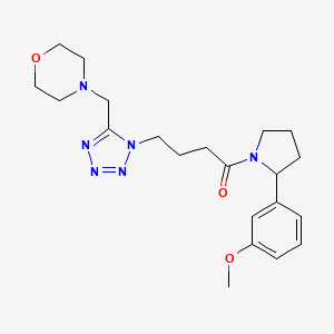 molecular formula C21H30N6O3 B6105709 4-[(1-{4-[2-(3-methoxyphenyl)-1-pyrrolidinyl]-4-oxobutyl}-1H-tetrazol-5-yl)methyl]morpholine 