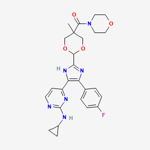 B610573 [2-[5-[2-(cyclopropylamino)pyrimidin-4-yl]-4-(4-fluorophenyl)-1H-imidazol-2-yl]-5-methyl-1,3-dioxan-5-yl]-morpholin-4-ylmethanone CAS No. 218160-26-0