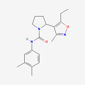 molecular formula C19H25N3O2 B6105752 N-(3,4-dimethylphenyl)-2-(5-ethyl-3-methyl-4-isoxazolyl)-1-pyrrolidinecarboxamide 