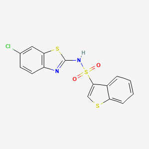 molecular formula C15H9ClN2O2S3 B610577 N-(6-氯-1,3-苯并噻唑-2-基)-1-苯并噻吩-3-磺酰胺 CAS No. 1643958-85-3