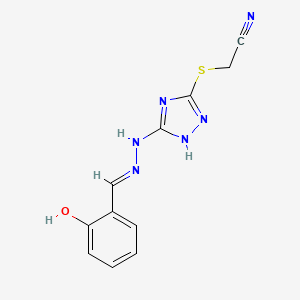 molecular formula C11H10N6OS B6105779 [(5-{2-[(E)-1-(2-HYDROXYPHENYL)METHYLIDENE]HYDRAZINO}-4H-1,2,4-TRIAZOL-3-YL)SULFANYL]METHYL CYANIDE 