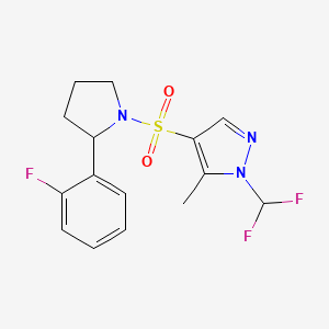 molecular formula C15H16F3N3O2S B6105793 1-(difluoromethyl)-4-{[2-(2-fluorophenyl)-1-pyrrolidinyl]sulfonyl}-5-methyl-1H-pyrazole 