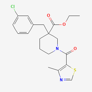 molecular formula C20H23ClN2O3S B6105811 ethyl 3-(3-chlorobenzyl)-1-[(4-methyl-1,3-thiazol-5-yl)carbonyl]-3-piperidinecarboxylate 