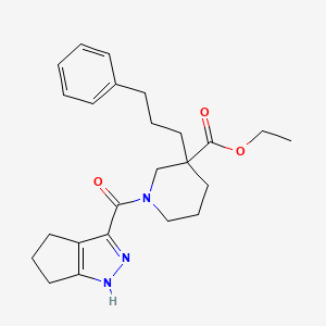 molecular formula C24H31N3O3 B6105817 ethyl 3-(3-phenylpropyl)-1-(1,4,5,6-tetrahydrocyclopenta[c]pyrazol-3-ylcarbonyl)-3-piperidinecarboxylate 