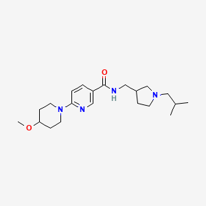 molecular formula C21H34N4O2 B6105824 N-[(1-isobutyl-3-pyrrolidinyl)methyl]-6-(4-methoxy-1-piperidinyl)nicotinamide 