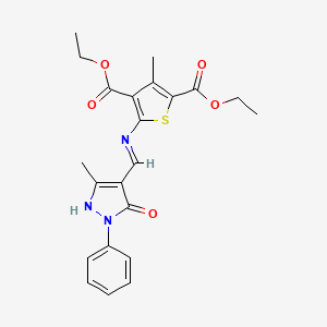 diethyl 3-methyl-5-{[(3-methyl-5-oxo-1-phenyl-1,5-dihydro-4H-pyrazol-4-ylidene)methyl]amino}-2,4-thiophenedicarboxylate