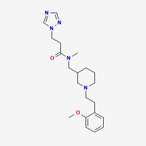 molecular formula C21H31N5O2 B6105855 N-({1-[2-(2-methoxyphenyl)ethyl]-3-piperidinyl}methyl)-N-methyl-3-(1H-1,2,4-triazol-1-yl)propanamide 