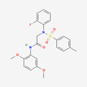 molecular formula C23H23FN2O5S B6105898 N~1~-(2,5-dimethoxyphenyl)-N~2~-(2-fluorophenyl)-N~2~-[(4-methylphenyl)sulfonyl]glycinamide 