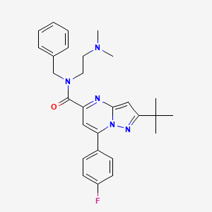 molecular formula C28H32FN5O B610592 N-[2-(二甲氨基)乙基]-2-(1,1-二甲基乙基)-7-(4-氟苯基)-N-(苯甲基)-吡唑并[1,5-a]嘧啶-5-甲酰胺 CAS No. 1314206-29-5