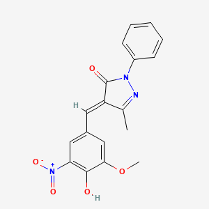 molecular formula C18H15N3O5 B6105926 4-(4-hydroxy-3-methoxy-5-nitrobenzylidene)-5-methyl-2-phenyl-2,4-dihydro-3H-pyrazol-3-one 