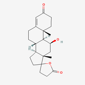 molecular formula C22H30O4 B610593 (8S,9S,10R,11S,13S,14S)-11-hydroxy-10,13-dimethylspiro[2,6,7,8,9,11,12,14,15,16-decahydro-1H-cyclopenta[a]phenanthrene-17,5'-oxolane]-2',3-dione CAS No. 51390-69-3