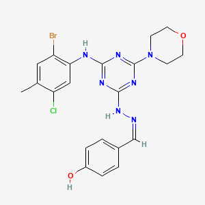 molecular formula C21H21BrClN7O2 B6105932 4-hydroxybenzaldehyde [4-[(2-bromo-5-chloro-4-methylphenyl)amino]-6-(4-morpholinyl)-1,3,5-triazin-2-yl]hydrazone 