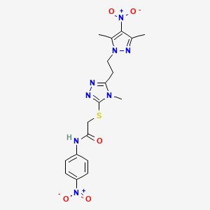 2-({5-[2-(3,5-dimethyl-4-nitro-1H-pyrazol-1-yl)ethyl]-4-methyl-4H-1,2,4-triazol-3-yl}thio)-N-(4-nitrophenyl)acetamide