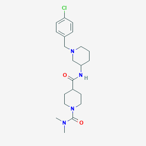 4-N-[1-[(4-chlorophenyl)methyl]piperidin-3-yl]-1-N,1-N-dimethylpiperidine-1,4-dicarboxamide