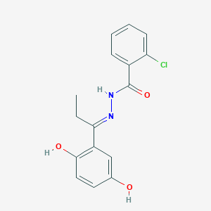 molecular formula C16H15ClN2O3 B6105965 2-chloro-N'-[1-(2,5-dihydroxyphenyl)propylidene]benzohydrazide 