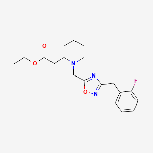 molecular formula C19H24FN3O3 B6105970 ethyl (1-{[3-(2-fluorobenzyl)-1,2,4-oxadiazol-5-yl]methyl}-2-piperidinyl)acetate 