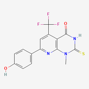 7-(4-hydroxyphenyl)-1-methyl-2-sulfanyl-5-(trifluoromethyl)pyrido[2,3-d]pyrimidin-4(1H)-one