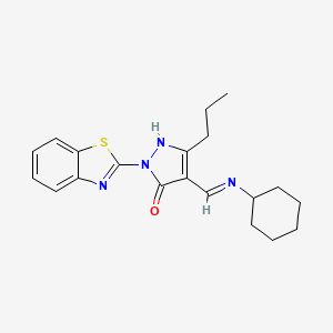 2-(1,3-BENZOTHIAZOL-2-YL)-4-[(CYCLOHEXYLIMINO)METHYL]-5-PROPYL-1,2-DIHYDRO-3H-PYRAZOL-3-ONE