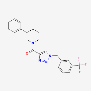 molecular formula C22H21F3N4O B6106116 3-phenyl-1-({1-[3-(trifluoromethyl)benzyl]-1H-1,2,3-triazol-4-yl}carbonyl)piperidine 