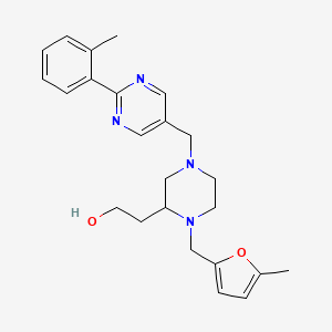 molecular formula C24H30N4O2 B6106123 2-(1-[(5-methyl-2-furyl)methyl]-4-{[2-(2-methylphenyl)-5-pyrimidinyl]methyl}-2-piperazinyl)ethanol 