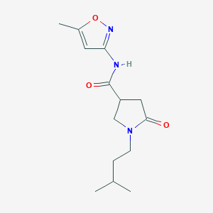 molecular formula C14H21N3O3 B6106205 1-(3-methylbutyl)-N-(5-methyl-3-isoxazolyl)-5-oxo-3-pyrrolidinecarboxamide 