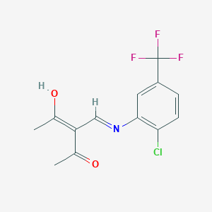 (E)-3-[[2-chloro-5-(trifluoromethyl)phenyl]iminomethyl]-4-hydroxypent-3-en-2-one