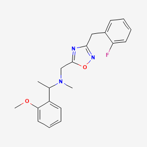 molecular formula C20H22FN3O2 B6106302 N-{[3-(2-fluorobenzyl)-1,2,4-oxadiazol-5-yl]methyl}-1-(2-methoxyphenyl)-N-methylethanamine 