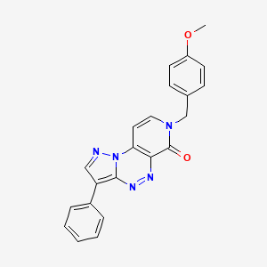 molecular formula C22H17N5O2 B6106309 11-[(4-METHOXYPHENYL)METHYL]-5-PHENYL-2,3,7,8,11-PENTAAZATRICYCLO[7.4.0.0(2),]TRIDECA-1(9),3,5,7,12-PENTAEN-10-ONE 