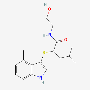 N-(2-hydroxyethyl)-4-methyl-2-[(4-methyl-1H-indol-3-yl)sulfanyl]pentanamide