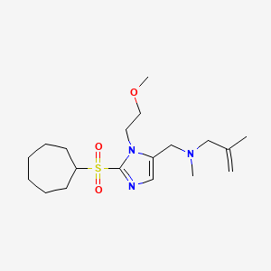 molecular formula C19H33N3O3S B6106332 N-[[2-cycloheptylsulfonyl-3-(2-methoxyethyl)imidazol-4-yl]methyl]-N,2-dimethylprop-2-en-1-amine 