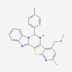 molecular formula C25H22N4OS B6106368 4-(methoxymethyl)-2-methyl-6-(4-methylphenyl)-5,6-dihydropyrido[3'',2'':4',5']thieno[3',2':4,5]pyrimido[1,6-a]benzimidazole 