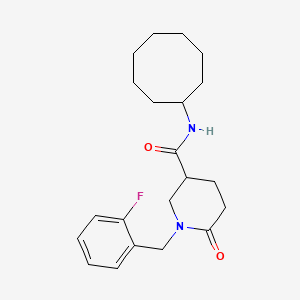 molecular formula C21H29FN2O2 B6106460 N-cyclooctyl-1-(2-fluorobenzyl)-6-oxo-3-piperidinecarboxamide 