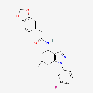 molecular formula C24H24FN3O3 B6106471 2-(1,3-benzodioxol-5-yl)-N-[1-(3-fluorophenyl)-6,6-dimethyl-4,5,6,7-tetrahydro-1H-indazol-4-yl]acetamide 