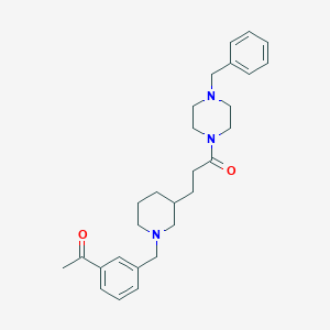 molecular formula C28H37N3O2 B6106490 1-[3-({3-[3-(4-benzyl-1-piperazinyl)-3-oxopropyl]-1-piperidinyl}methyl)phenyl]ethanone 