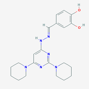 4-[(E)-{2-[2,6-di(piperidin-1-yl)pyrimidin-4-yl]hydrazinylidene}methyl]benzene-1,2-diol