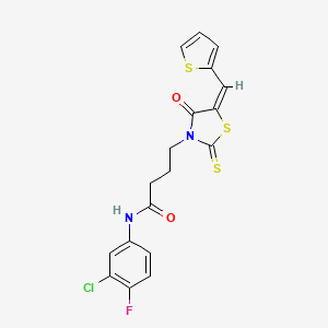 molecular formula C18H14ClFN2O2S3 B6106597 N-(3-chloro-4-fluorophenyl)-4-[4-oxo-5-(2-thienylmethylene)-2-thioxo-1,3-thiazolidin-3-yl]butanamide 