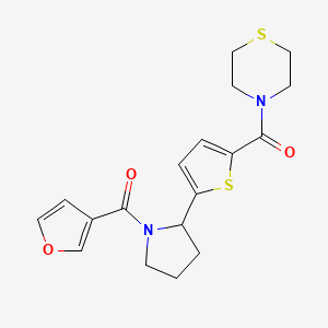 molecular formula C18H20N2O3S2 B6106607 4-({5-[1-(3-furoyl)-2-pyrrolidinyl]-2-thienyl}carbonyl)thiomorpholine 