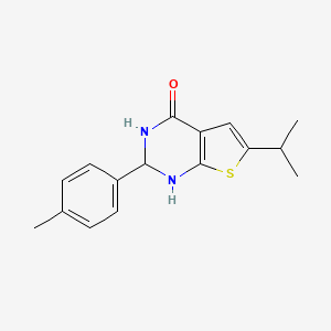 molecular formula C16H18N2OS B6106621 6-isopropyl-2-(4-methylphenyl)-2,3-dihydrothieno[2,3-d]pyrimidin-4(1H)-one 