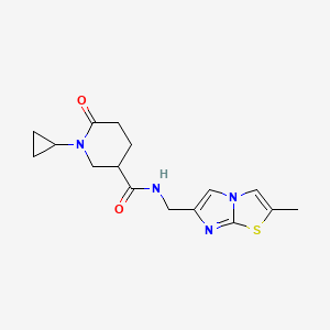 molecular formula C16H20N4O2S B6106686 1-cyclopropyl-N-[(2-methylimidazo[2,1-b][1,3]thiazol-6-yl)methyl]-6-oxo-3-piperidinecarboxamide 