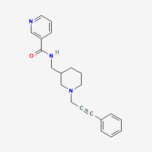 molecular formula C21H23N3O B6106725 N-{[1-(3-phenyl-2-propyn-1-yl)-3-piperidinyl]methyl}nicotinamide 