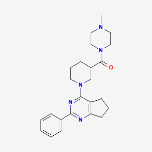 molecular formula C24H31N5O B6106782 (4-methylpiperazin-1-yl)-[1-(2-phenyl-6,7-dihydro-5H-cyclopenta[d]pyrimidin-4-yl)piperidin-3-yl]methanone 