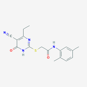 molecular formula C17H18N4O2S B6106785 2-[(5-cyano-4-ethyl-6-oxo-1,6-dihydro-2-pyrimidinyl)thio]-N-(2,5-dimethylphenyl)acetamide 